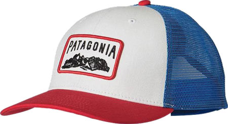 Patagonia Climb A Mountain Trucker Hat - White/Totally Red Baseball Caps