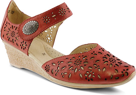 Women's Spring Step Nougat Closed Toe Sandal - Red Leather Sandals
