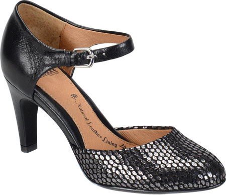 Women's Sofft Palesa - Black/Gunmetal Leather/Metallic Two Piece Shoes
