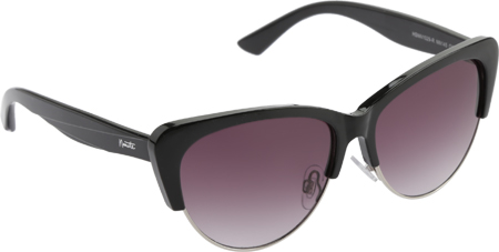 Women's Nanette Lepore NN145 Cat Eye Sunglasses - Black/Silver/Gradient Smoke Sun Protection