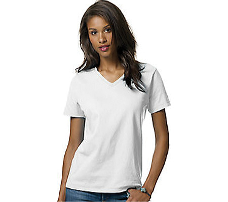 Women's Hanes Relax Fit Jersey V-Neck Tee 5.2 oz (Set of 4)