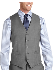 Joseph Abboud Gray Sharkskin Modern Fit Suit Separate Vest