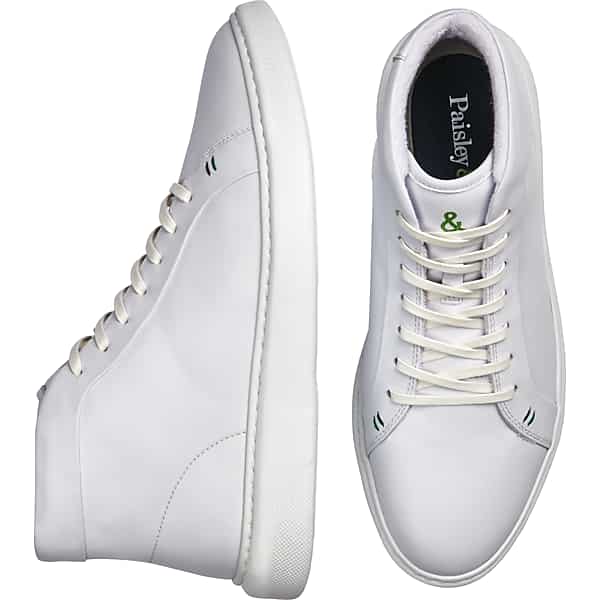 Paisley & Gray Men's Nottingham Leather Hi-top Sneakers White - Size: 13 D-Width