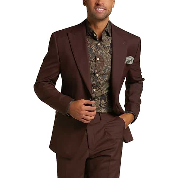 Tayion Men's Classic Fit Suit Separates Coat Brown - Size: 48 Regular