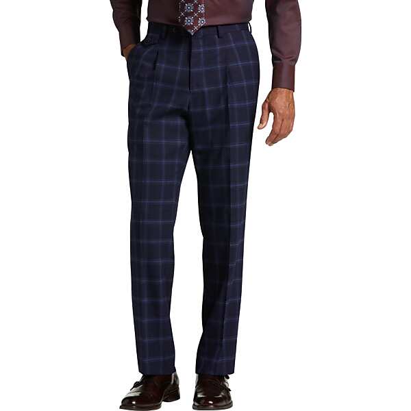 Tayion Men's Classic Fit Suit Separates Pant Blue & Red Windowpane - Size: 36