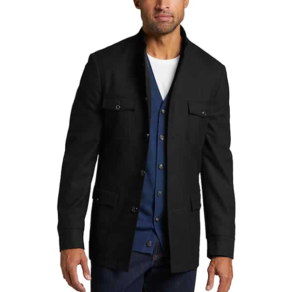 Ben Sherman Men's Modern Fit Military Jacket Black - Size: Large