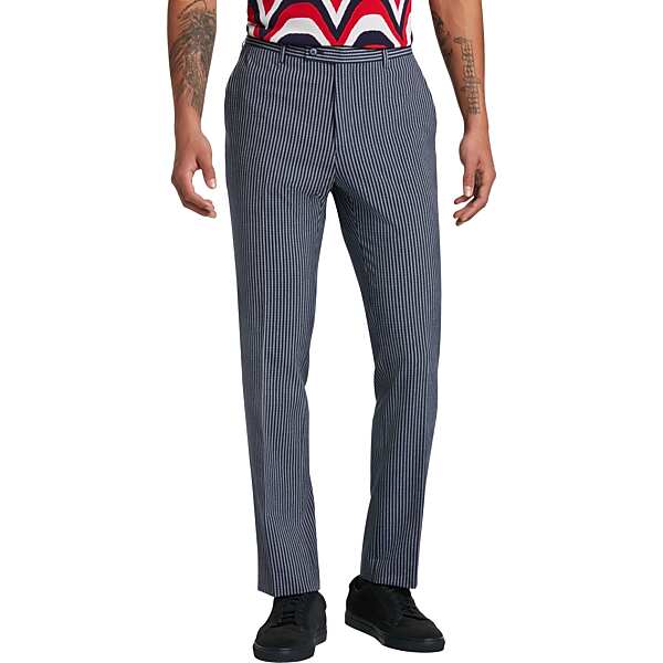 Paisley & Gray Men's Slim Fit Suit Separates Dress Pants Navy and Gray Stripes - Size: 32