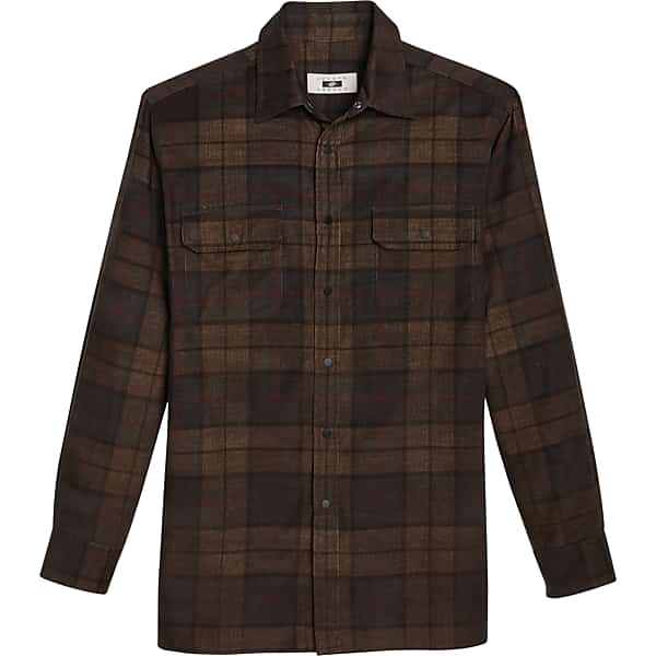 Joseph Abboud Men's Modern Fit Over Shirt Brown Plaid - Size: Large
