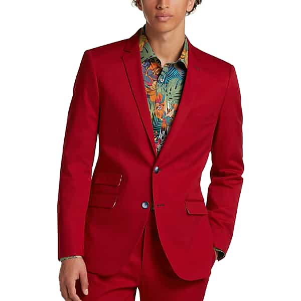 Paisley & Gray Men's Slim Fit Suit Separates Jacket Crimson - Size: 46 Long