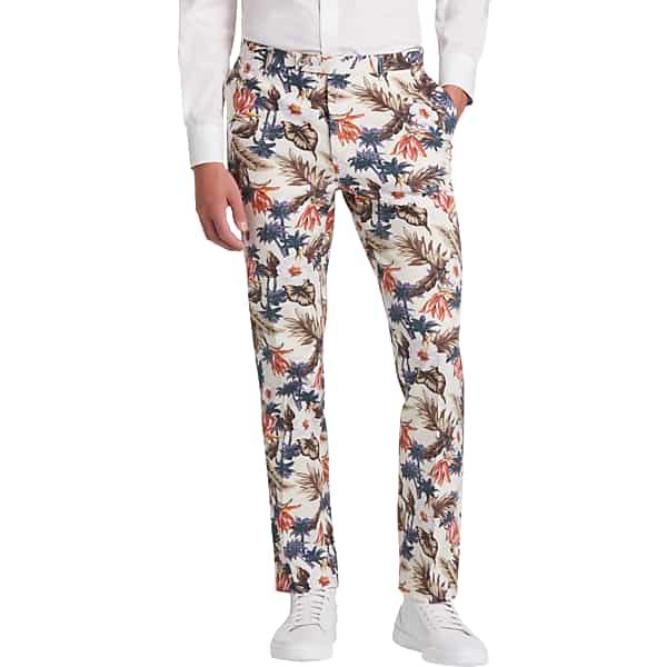 Paisley & Gray Men's Slim Fit Suit Separates Dress Pants Off-White Floral - Size: 38