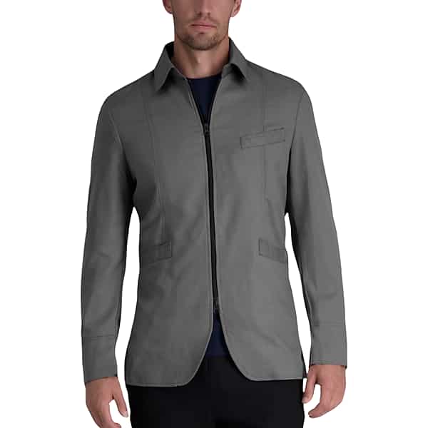 Haggar Men's Modern Fit Euro Jacket Heather Gray - Size: Large