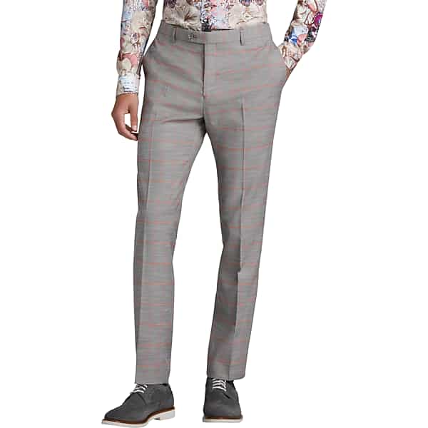 Paisley & Gray Men's Slim Fit Suit Separates Dress Pants Gray Windowpane - Size: 36