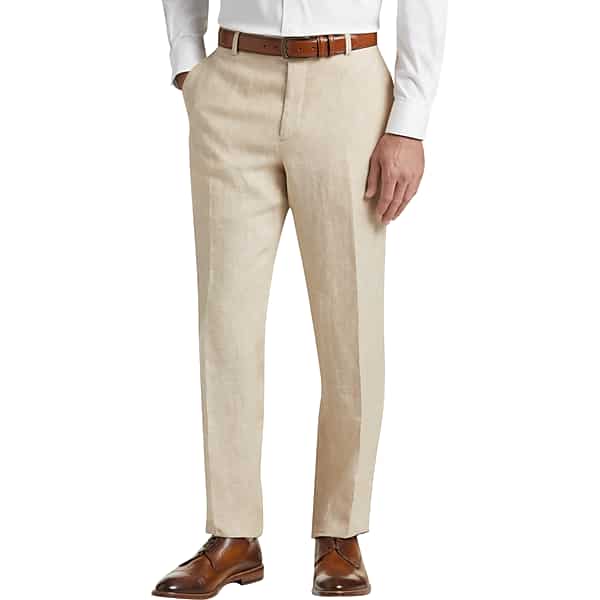 JOE Joseph Abboud Men's Tan Chambray Slim Fit Suit Separates Dress Pants - Size: 30