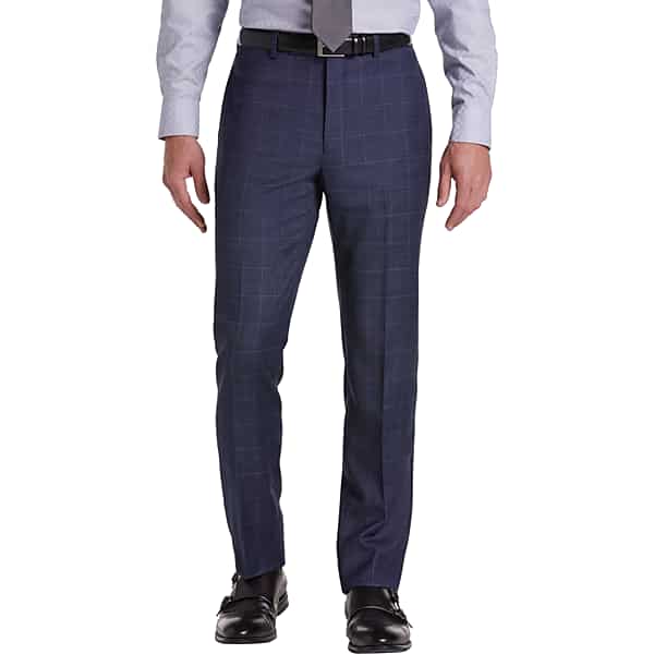 Calvin Klein Men's X-Fit Blue Windowpane Slim Fit Suit Separates Pants - Size: 44
