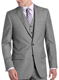 Egara Gray Sharkskin Slim Fit Suit Separates Coat