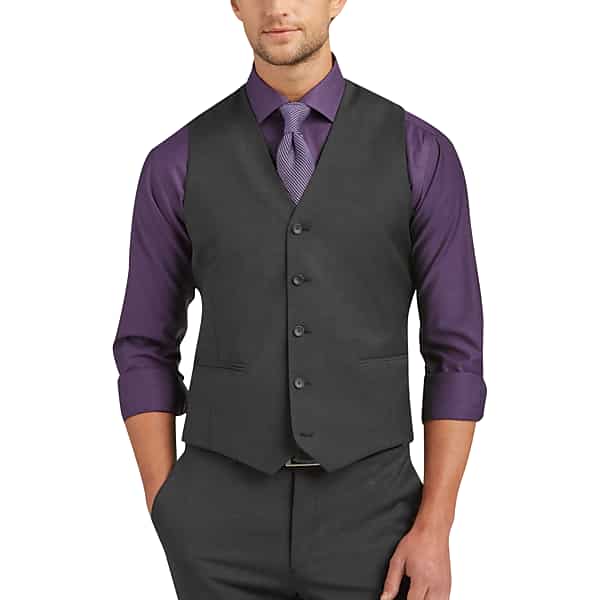 Awearness Kenneth Cole AWEAR-TECH Charcoal Extreme Slim Fit Men's Suit Separates Vest - Size: Small