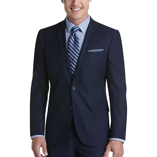 Kenneth Cole Reaction Men's TECHNI-COLE Navy Check Slim Fit Suit - Size: 36 Short
