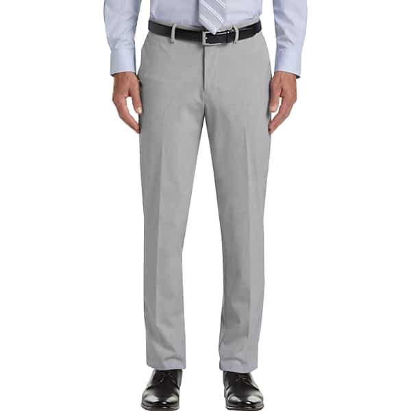 Haggar Men's J.M. Premium Light Grey 4-Way Stretch Slim Fit Dress Pants - Size: 36W x 32L