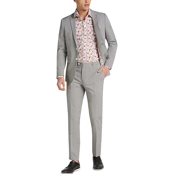 Paisley & Gray Men's Skinny Fit Suit Separates Jacket Black and Red Gingham - Size: 42 Regular