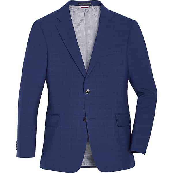 Tommy Hilfiger Modern Fit Men's Suit Separates Coat Blue Plaid - Size: 44 Long