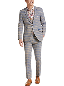 Paisley & Gray Slim Fit Suit Separates Jacket Blue and Tan Plaid