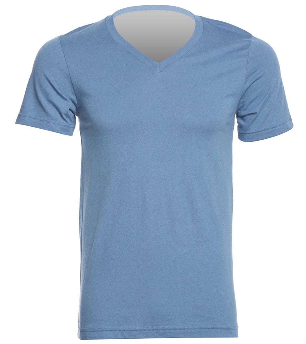 Bella + Canvas Men' Jersey Short Sleeve V-neck T-shirt - ST-shirtl Blue - Small Cotton