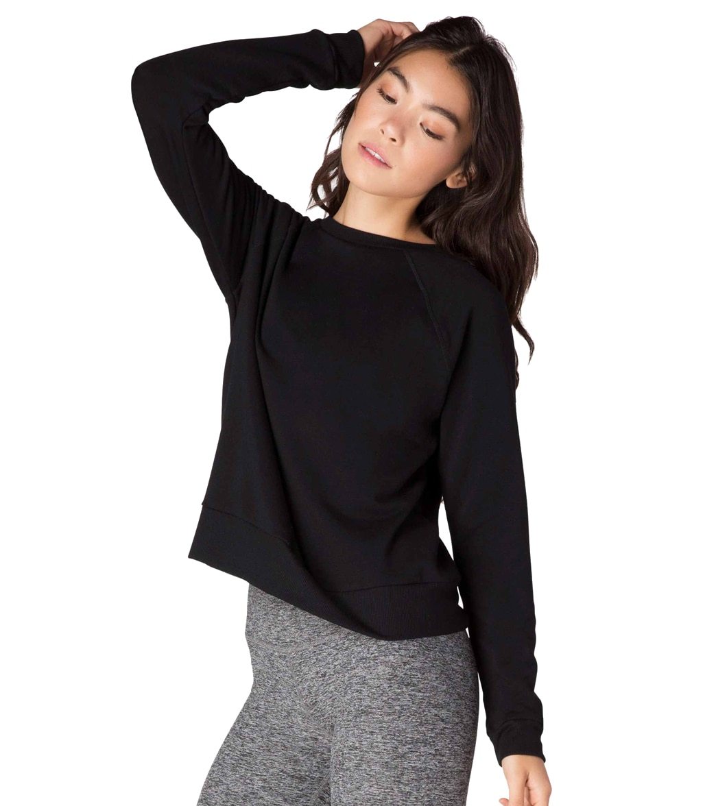Beyond Yoga Women's Favorite Raglan Crew After Pullover - Black Medium Spandex Shirt