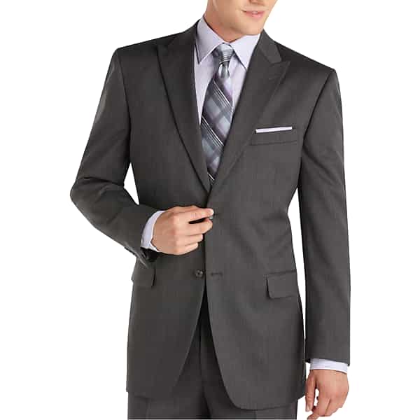 Jones New York Men's Charcoal Stripe Peak Lapel Modern Fit Suit - Size: 54 Extra Long