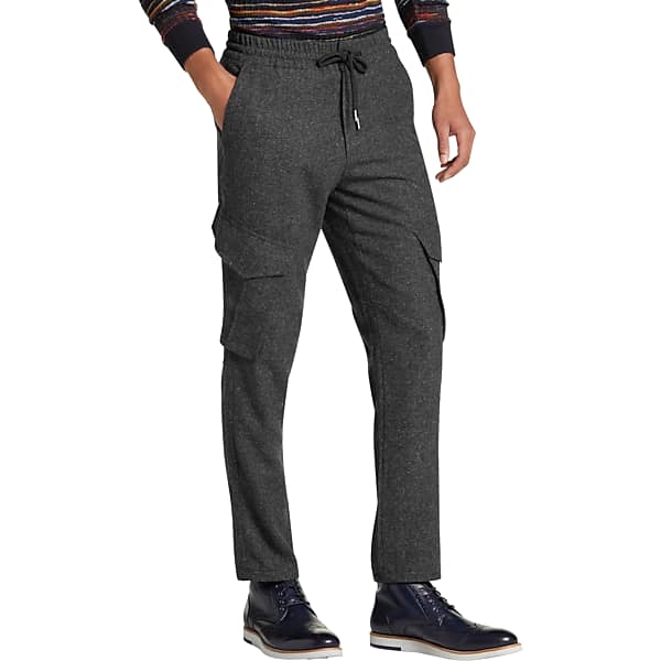 Paisley & Gray Men's Slim Fit Hackney Cargo Pants Charcoal Tweed - Size: 40W