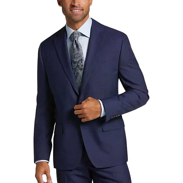 Lauren By Ralph Lauren Classic Fit Men's Suit Navy Windowpane - Size: 46 Short