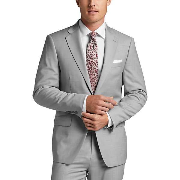 Calvin Klein X-Fit Slim Fit Men's Suit Separates Coat Light Gray Sharkskin - Size: 46 Long