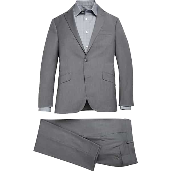 Calvin Klein Men's X-Fit Slim Fit Suit Separates Pants Light Gray Sharkskin - Size: 36W x 34L