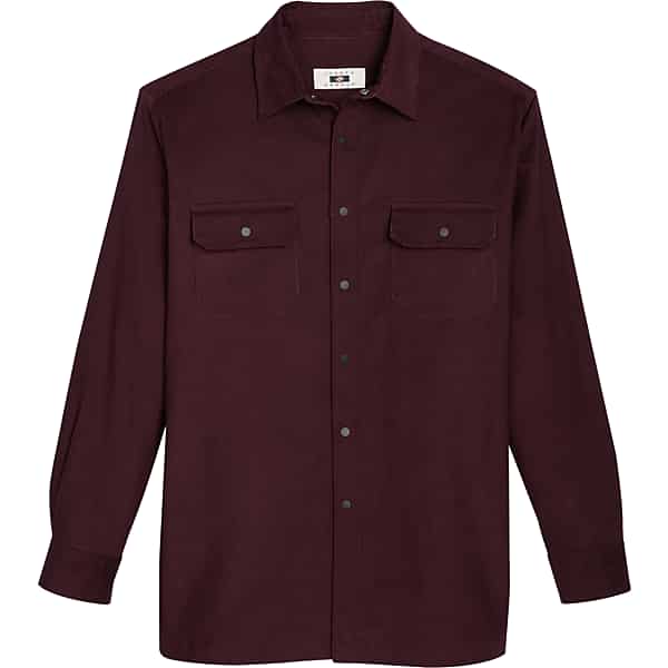 Joseph Abboud Men's Modern Fit Cotton Over Shirt Burgundy Red - Size: XL