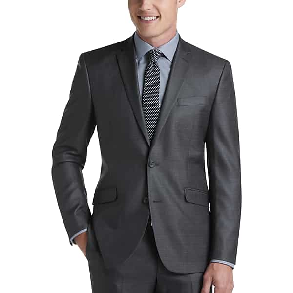 Kenneth Cole Reaction Men's TECHNI-COLE Charcoal Slim Fit Suit - Size: 44 Extra Long