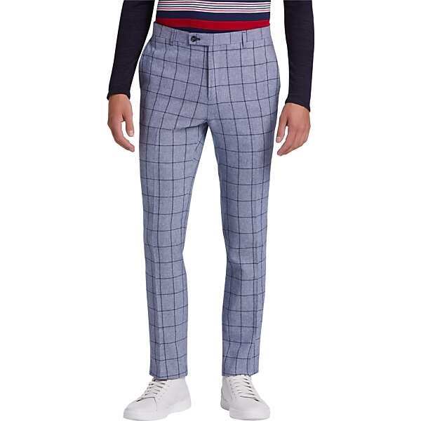 Paisley & Gray Men's Slim Fit Suit Separates Pants Blue Windowpane - Size: 44