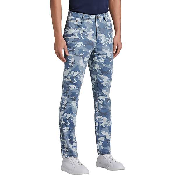 Paisley & Gray Men's Slim Fit Five-Pocket Twill Pant Light Blue Camo - Size: 30W