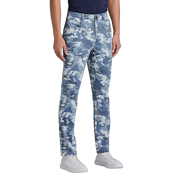 Paisley & Gray Men's Slim Fit Five-Pocket Twill Pant Light Blue Camo - Size: 36W