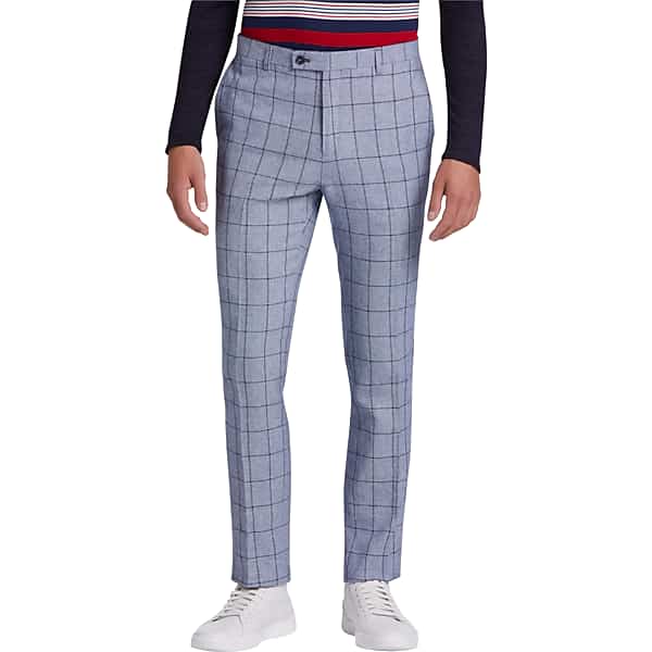 Paisley & Gray Men's Slim Fit Suit Separates Pants Blue Windowpane - Size: 46