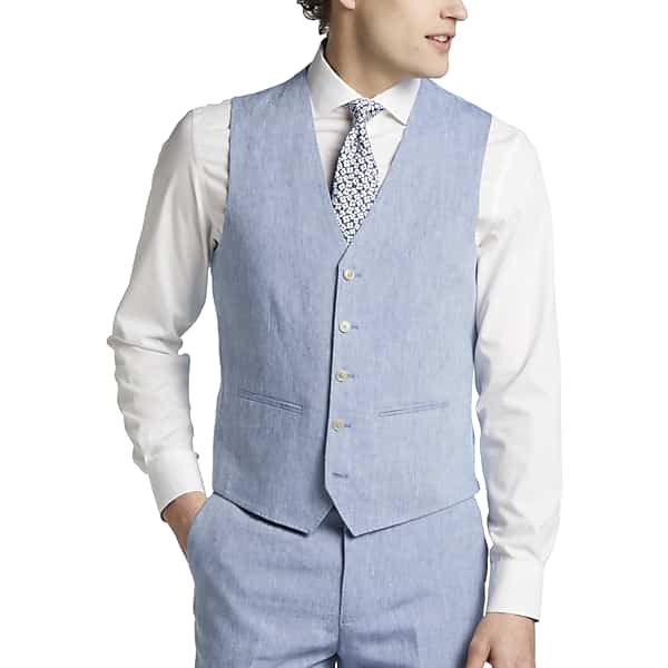 JOE Joseph Abboud Linen Slim Fit Men's Suit Separates Vest Light Blue - Size: Small