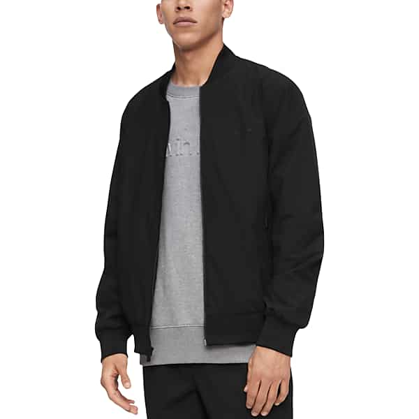 Calvin Klein Men's Modern Fit Bomber Jacket Matte Black - Size: Large