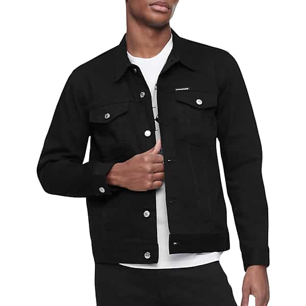 Calvin Klein Men's Modern Fit Essential Trucker Jacket Black - Size: Large
