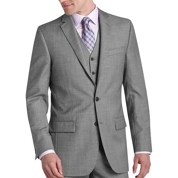 Egara Gray Sharkskin Slim Fit Men's Suit Separates Coat - Size: 42 Extra Long
