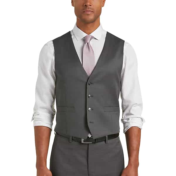 Calvin Klein Men's Gray Pindot Slim Fit Suit Separates Vest - Size: Medium