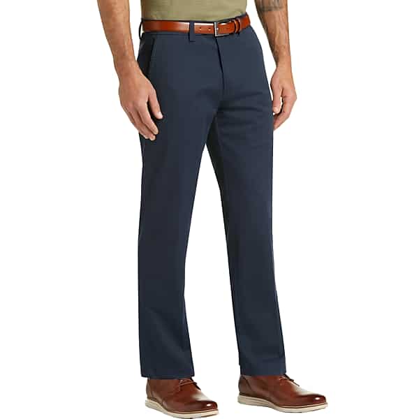 Haggar Men's Iron Free Premium Navy Straight Fit Khaki Pants - Size: 34W x 30L