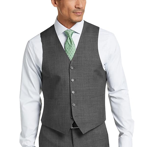 Lauren By Ralph Lauren Gray Sharkskin Classic Fit Men's Suit Separates Vest - Size: Medium