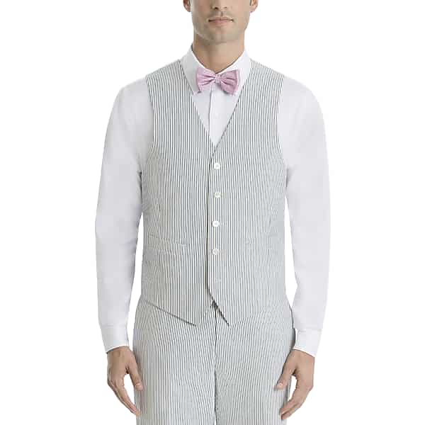 Lauren By Ralph Lauren Classic Fit Men's Suit Separates Vests Blue & White Seersucker - Size: Medium